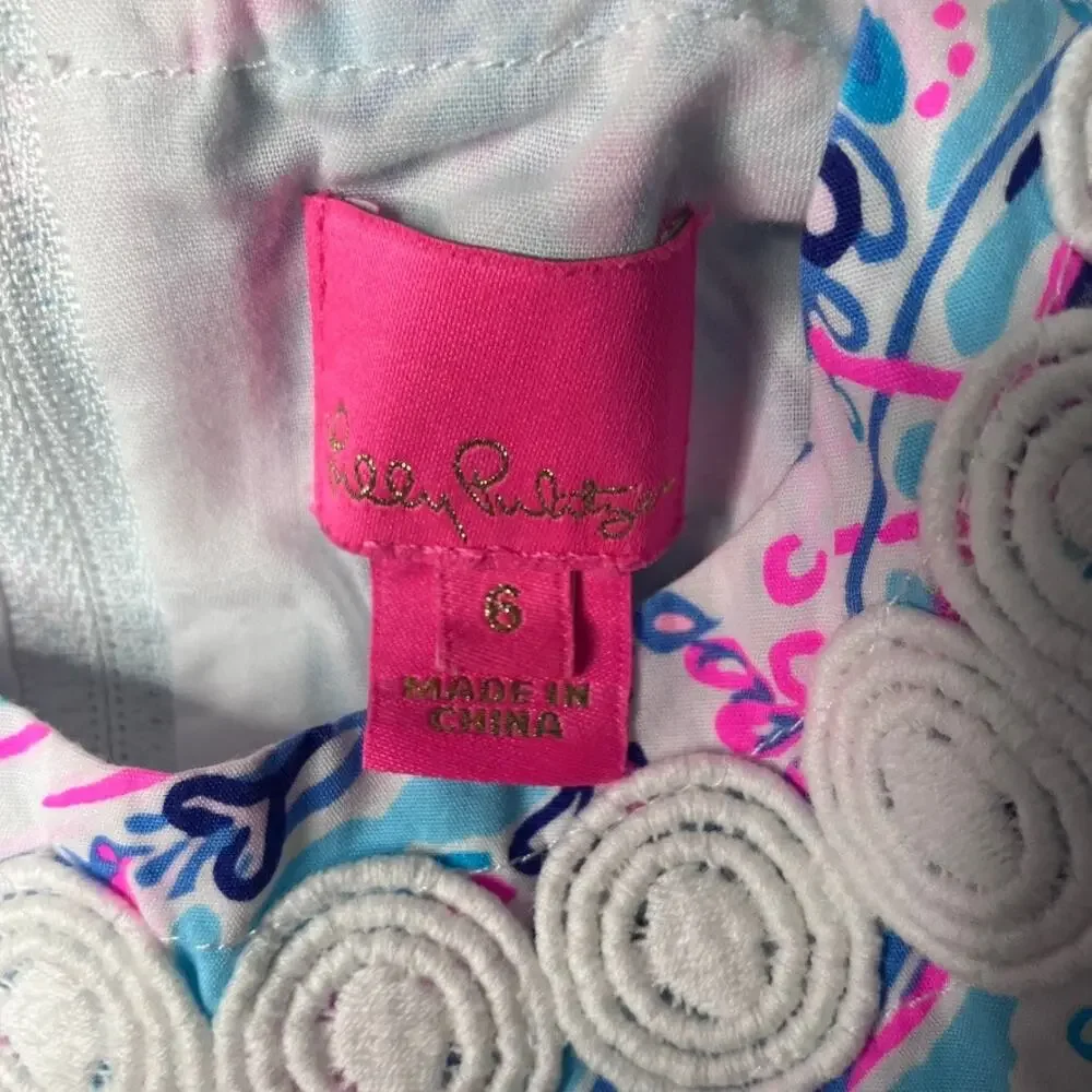 Lilly Pulitzer Jellyfish Nautical Dress 6 Girls Coastal Seahorse Ocean Colorful
